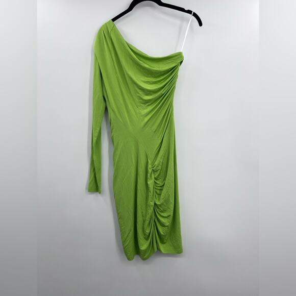 Atlein Collective One Shoulder Apple Green Mini Dress - Picture 4 of 5